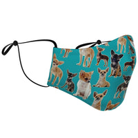 Load image into Gallery viewer, Designs by MyUtopia Shout Out:Chihuahua - Fitted Fabric Face Mask w. Adjustable Ear Loops
