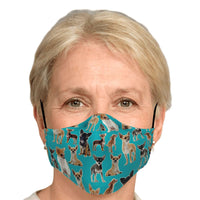 Load image into Gallery viewer, Designs by MyUtopia Shout Out:Chihuahua - Fitted Fabric Face Mask w. Adjustable Ear Loops
