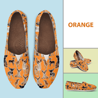 Load image into Gallery viewer, Designs by MyUtopia Shout Out:Chihuahua Casual Canvas Slip on Shoes Women&#39;s Flats,Orange / Ladies US6 (EU36),Slip on Flats
