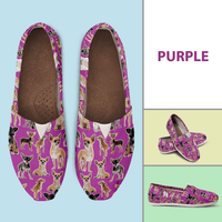 Load image into Gallery viewer, Designs by MyUtopia Shout Out:Chihuahua Casual Canvas Slip on Shoes Women&#39;s Flats,Purple / Ladies US6 (EU36),Slip on Flats
