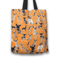 Load image into Gallery viewer, Designs by MyUtopia Shout Out:Chihuahua Collage Fabric Totebag Reusable Shopping Tote - Just Pay Shipping,Orange,Reusable Fabric Shopping Tote Bag

