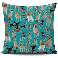 Load image into Gallery viewer, Designs by MyUtopia Shout Out:Chihuahua Collage Pillowcases,Blue,Pillowcases
