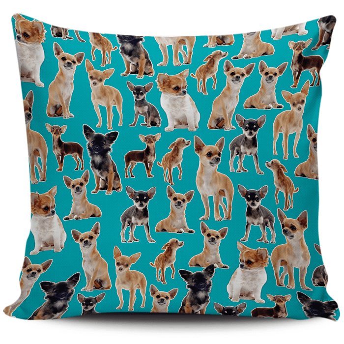Designs by MyUtopia Shout Out:Chihuahua Collage Pillowcases,Blue,Pillowcases