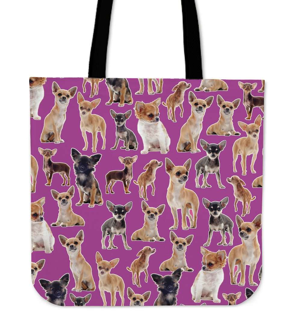 Designs by MyUtopia Shout Out:Chihuahua Collage Purple Totebag