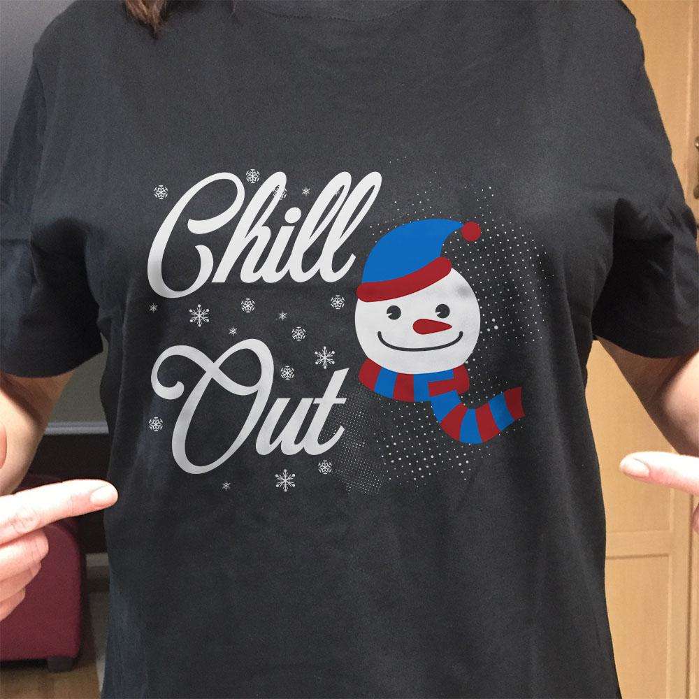 Designs by MyUtopia Shout Out:Chill Out Snowman - Adult Unisex T-Shirt