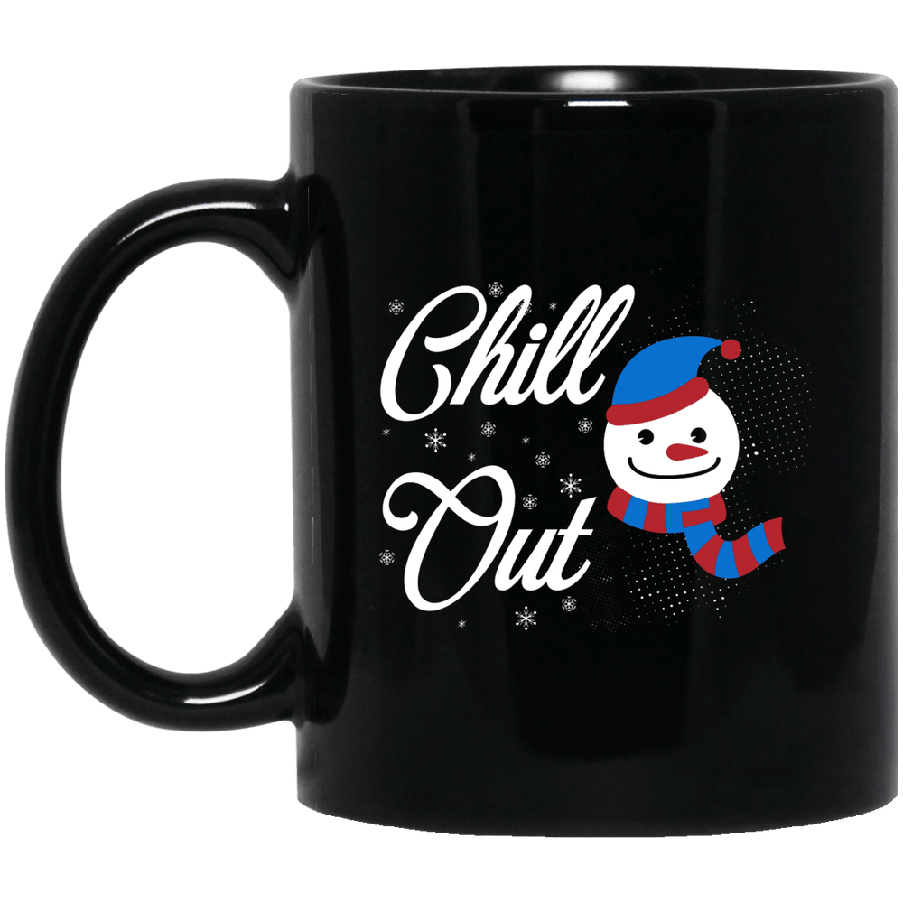 Designs by MyUtopia Shout Out:Chill Out Snowman - Ceramic Coffee Mug - Black,11 oz / Black,Ceramic Coffee Mug