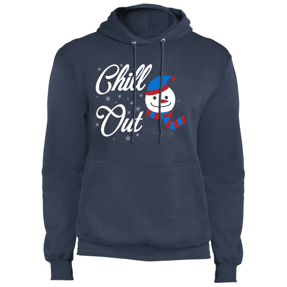Designs by MyUtopia Shout Out:Chill Out Snowman - Core Fleece Unisex Pullover Hoodie,Navy / S,Sweatshirts