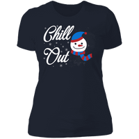 Load image into Gallery viewer, Designs by MyUtopia Shout Out:Chill Out Snowman - Ultra Cotton Ladies&#39; T-Shirt,Midnight Navy / X-Small,Ladies T-Shirts
