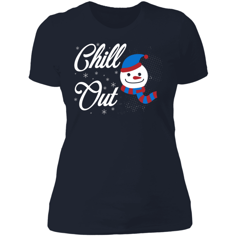 Designs by MyUtopia Shout Out:Chill Out Snowman - Ultra Cotton Ladies' T-Shirt,Midnight Navy / X-Small,Ladies T-Shirts