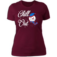 Load image into Gallery viewer, Designs by MyUtopia Shout Out:Chill Out Snowman - Ultra Cotton Ladies&#39; T-Shirt,Maroon / X-Small,Ladies T-Shirts
