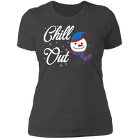 Load image into Gallery viewer, Designs by MyUtopia Shout Out:Chill Out Snowman - Ultra Cotton Ladies&#39; T-Shirt,Heavy Metal / X-Small,Ladies T-Shirts
