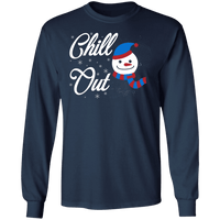 Load image into Gallery viewer, Designs by MyUtopia Shout Out:Chill Out Snowman - Ultra Cotton Long Sleeve T-Shirt,Navy / S,Long Sleeve T-Shirts
