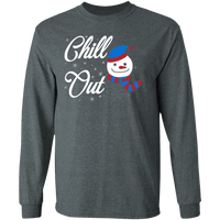 Load image into Gallery viewer, Designs by MyUtopia Shout Out:Chill Out Snowman - Ultra Cotton Long Sleeve T-Shirt,Dark Heather / S,Long Sleeve T-Shirts
