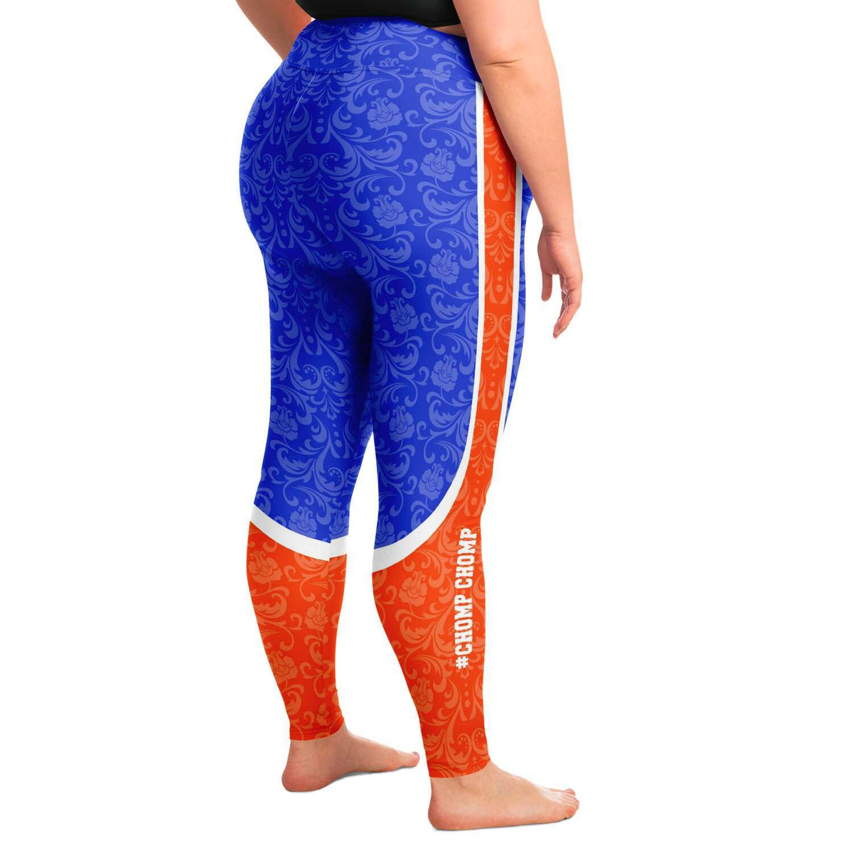 Designs by MyUtopia Shout Out:Chomp Chomp Florida Fan Ladies Plus Size Fashion Leggings,2XL (18W/20W) / Blue,Plus Size Legging - AOP