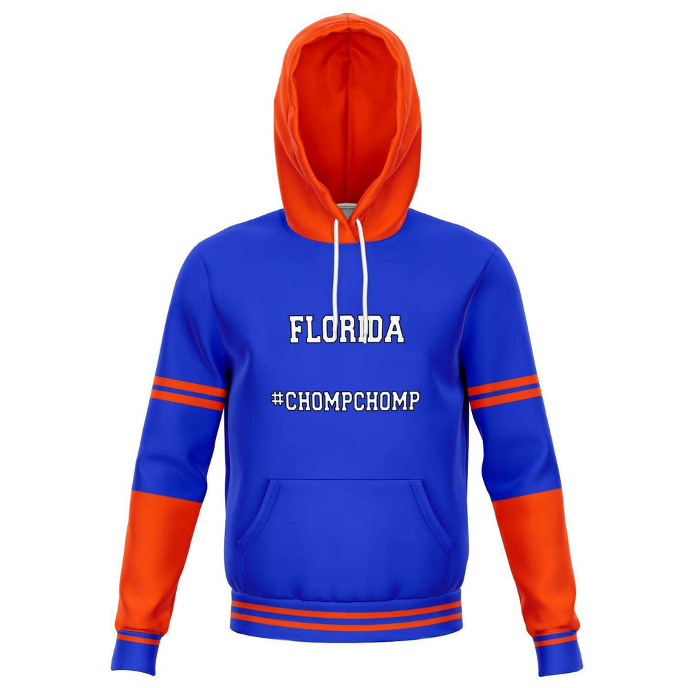 Designs by MyUtopia Shout Out:#ChompChomp Florida Fan Fashion Fleece Lined Pullover Hoodie,XS / Blue,Fashion Hoodie - AOP
