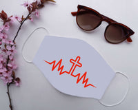 Load image into Gallery viewer, Designs by MyUtopia Shout Out:Christ Cross in My Heartbeat Flat Fabric Face Mask with Ear Loops
