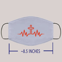 Load image into Gallery viewer, Designs by MyUtopia Shout Out:Christ Cross in My Heartbeat Flat Fabric Face Mask with Ear Loops
