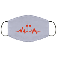 Load image into Gallery viewer, Designs by MyUtopia Shout Out:Christ Cross in My Heartbeat Flat Fabric Face Mask with Ear Loops,Flat Face Mask / Grey / Adult,Fabric Face Mask
