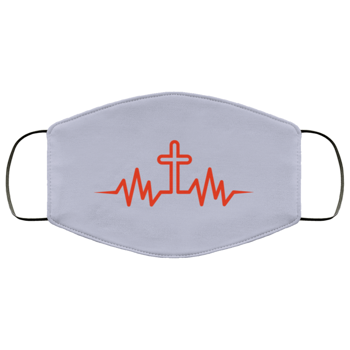 Designs by MyUtopia Shout Out:Christ Cross in My Heartbeat Flat Fabric Face Mask with Ear Loops,Flat Face Mask / Grey / Adult,Fabric Face Mask