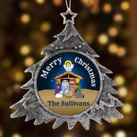 Load image into Gallery viewer, Designs by MyUtopia Shout Out:Christ The Baby Manger Scene Personalized Christmas Keepsake Ornament
