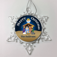 Load image into Gallery viewer, Designs by MyUtopia Shout Out:Christ The Baby Manger Scene Personalized Christmas Keepsake Ornament,Snow Crystal,Personalized Christmas Ornament
