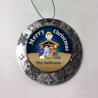 Load image into Gallery viewer, Designs by MyUtopia Shout Out:Christ The Baby Manger Scene Personalized Christmas Keepsake Ornament,Round Ornament,Personalized Christmas Ornament

