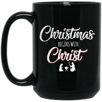 Load image into Gallery viewer, Designs by MyUtopia Shout Out:Christmas Begins with Christ - Ceramic Coffee Mug - Black,15 oz / Black,Ceramic Coffee Mug

