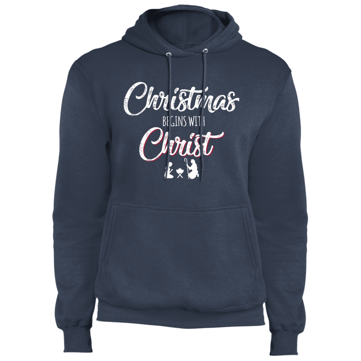 Designs by MyUtopia Shout Out:Christmas Begins with Christ - Core Fleece Unisex Pullover Hoodie,Navy / S,Sweatshirts