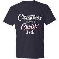 Load image into Gallery viewer, Designs by MyUtopia Shout Out:Christmas Begins with Christ - Lightweight Unisex T-Shirt,Navy / S,Adult Unisex T-Shirt
