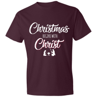 Load image into Gallery viewer, Designs by MyUtopia Shout Out:Christmas Begins with Christ - Lightweight Unisex T-Shirt,Maroon / S,Adult Unisex T-Shirt
