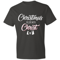 Load image into Gallery viewer, Designs by MyUtopia Shout Out:Christmas Begins with Christ - Lightweight Unisex T-Shirt,Smoke / S,Adult Unisex T-Shirt
