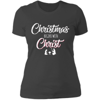Load image into Gallery viewer, Designs by MyUtopia Shout Out:Christmas Begins with Christ - Ultra Cotton Ladies&#39; T-Shirt,Heavy Metal / X-Small,Ladies T-Shirts
