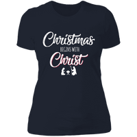 Load image into Gallery viewer, Designs by MyUtopia Shout Out:Christmas Begins with Christ - Ultra Cotton Ladies&#39; T-Shirt,Midnight Navy / X-Small,Ladies T-Shirts
