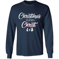 Load image into Gallery viewer, Designs by MyUtopia Shout Out:Christmas Begins with Christ - Ultra Cotton Long Sleeve T-Shirt,Navy / S,Long Sleeve T-Shirts
