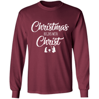 Load image into Gallery viewer, Designs by MyUtopia Shout Out:Christmas Begins with Christ - Ultra Cotton Long Sleeve T-Shirt,Maroon / S,Long Sleeve T-Shirts

