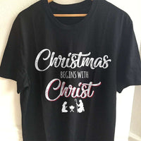 Load image into Gallery viewer, Designs by MyUtopia Shout Out:Christmas Begins with Christ Adult Unisex T-Shirt
