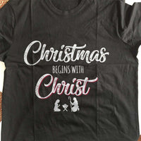 Load image into Gallery viewer, Designs by MyUtopia Shout Out:Christmas Begins with Christ Adult Unisex T-Shirt
