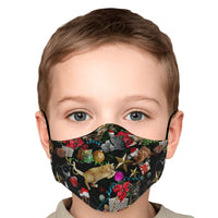 Load image into Gallery viewer, Designs by MyUtopia Shout Out:Christmas Cat Animal Print Pattern Fitted Fabric Face Mask Adjustable Ear Loops
