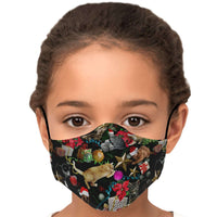 Load image into Gallery viewer, Designs by MyUtopia Shout Out:Christmas Cat Animal Print Pattern Fitted Fabric Face Mask Adjustable Ear Loops,Youth / Single / No filters,Fabric Face Mask
