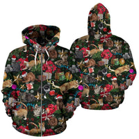 Load image into Gallery viewer, Designs by MyUtopia Shout Out:Christmas Cats Zip-up Hooded Jacket
