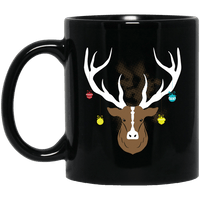 Load image into Gallery viewer, Designs by MyUtopia Shout Out:Christmas Deer - Ceramic Coffee Mug - Black,11 oz / Black,Ceramic Coffee Mug
