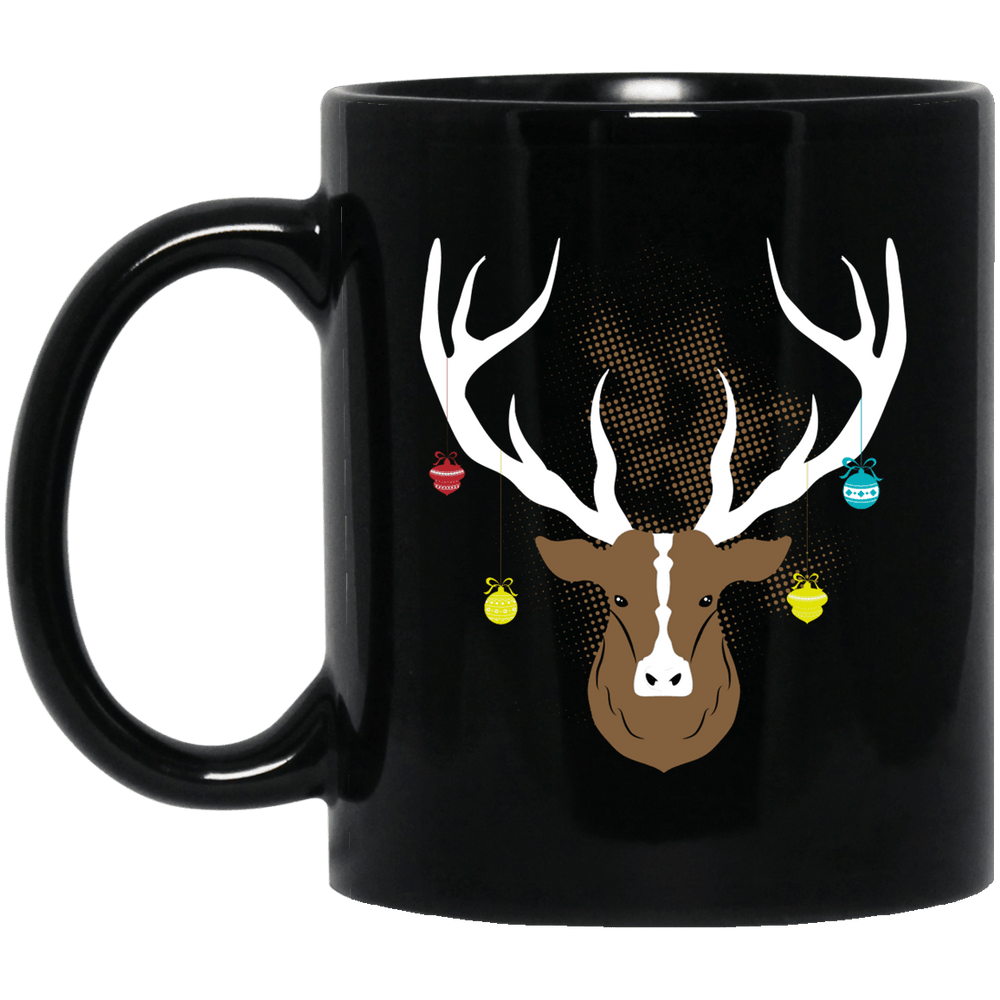 Designs by MyUtopia Shout Out:Christmas Deer - Ceramic Coffee Mug - Black,11 oz / Black,Ceramic Coffee Mug