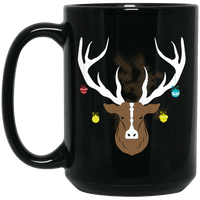 Load image into Gallery viewer, Designs by MyUtopia Shout Out:Christmas Deer - Ceramic Coffee Mug - Black,15 oz / Black,Ceramic Coffee Mug
