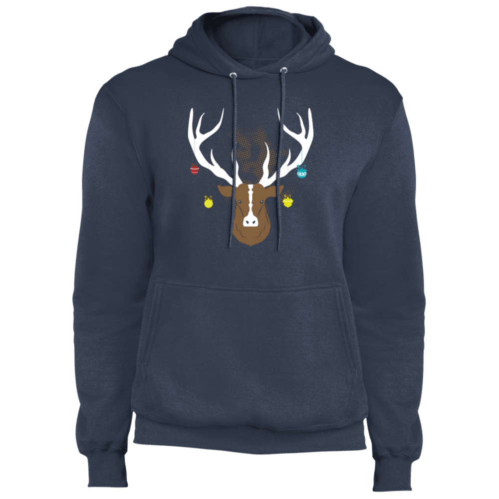 Designs by MyUtopia Shout Out:Christmas Deer - Core Fleece Unisex Pullover Hoodie,Navy / S,Sweatshirts