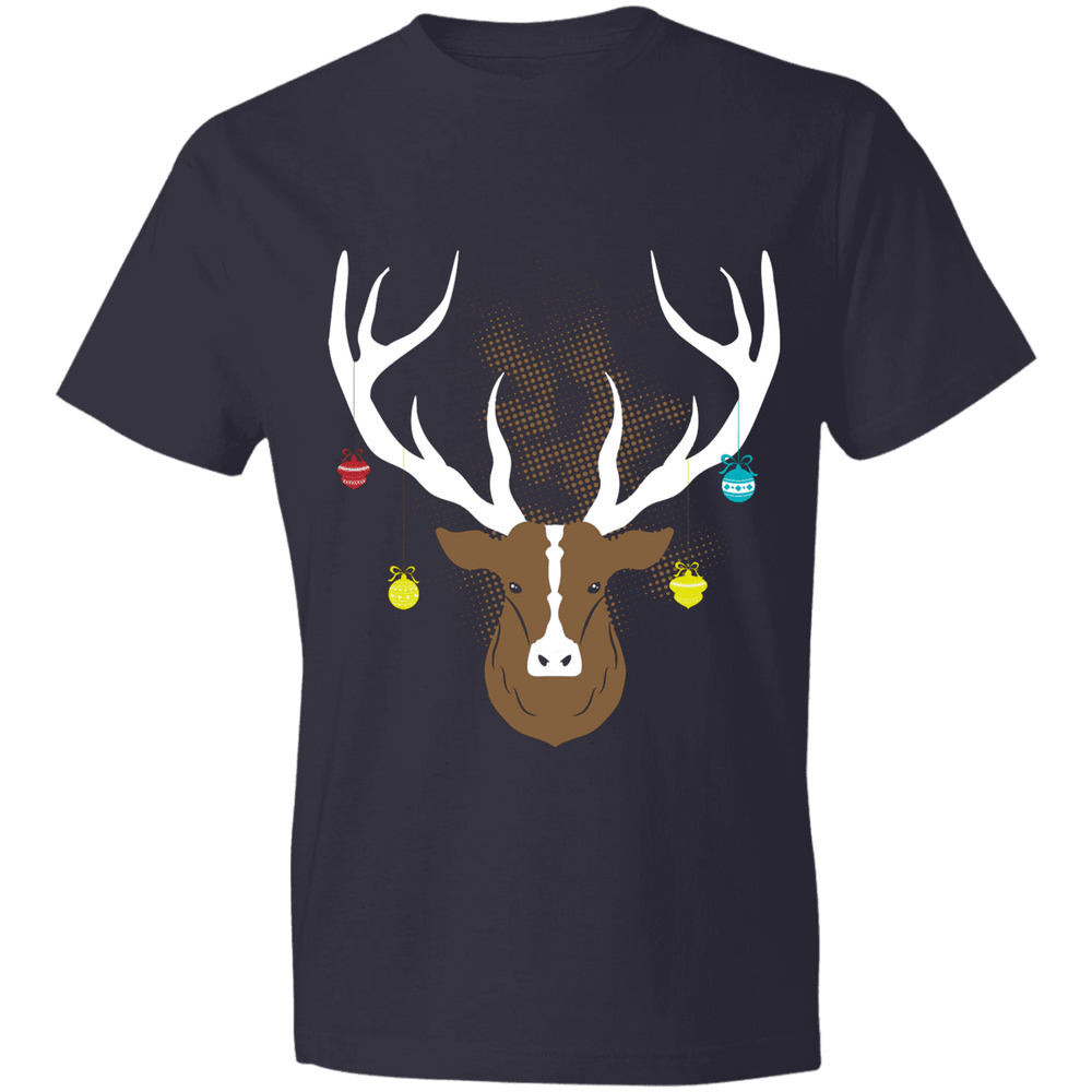 Designs by MyUtopia Shout Out:Christmas Deer - Lightweight Unisex T-Shirt,Navy / S,Adult Unisex T-Shirt