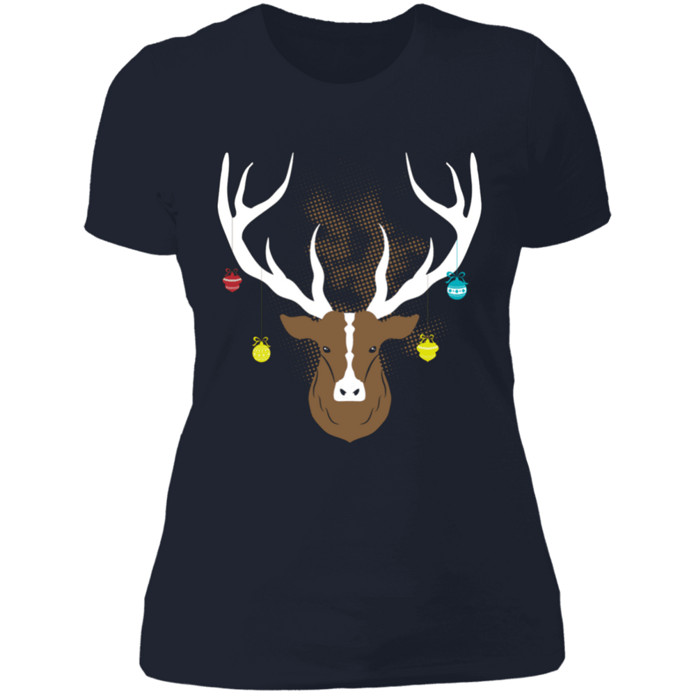 Designs by MyUtopia Shout Out:Christmas Deer - Ultra Cotton Ladies' T-Shirt,Midnight Navy / X-Small,Ladies T-Shirts