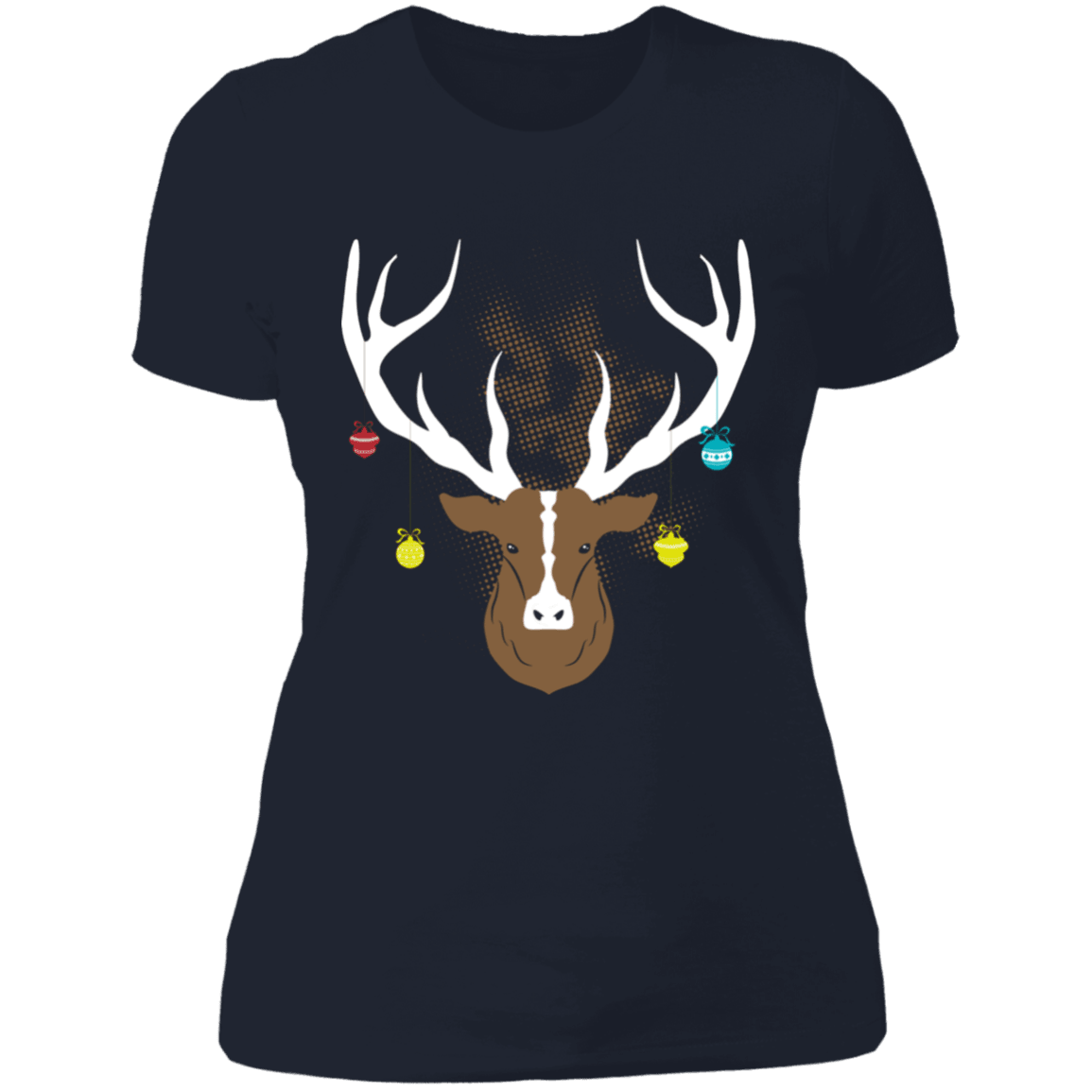 Designs by MyUtopia Shout Out:Christmas Deer - Ultra Cotton Ladies' T-Shirt,Midnight Navy / X-Small,Ladies T-Shirts