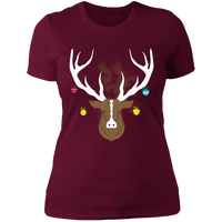 Load image into Gallery viewer, Designs by MyUtopia Shout Out:Christmas Deer - Ultra Cotton Ladies&#39; T-Shirt,Maroon / X-Small,Ladies T-Shirts
