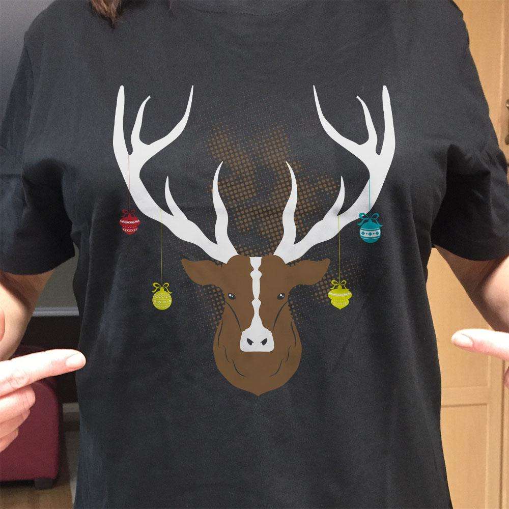 Designs by MyUtopia Shout Out:Christmas Deer Adult Unisex T-Shirt