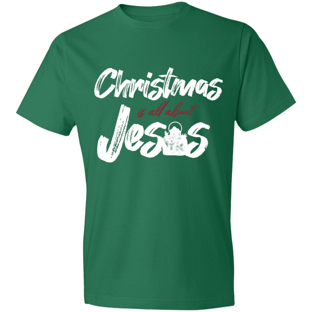 Designs by MyUtopia Shout Out:Christmas is All About Jesus - Lightweight T-Shirt,Kelly Green / S,Adult Unisex T-Shirt